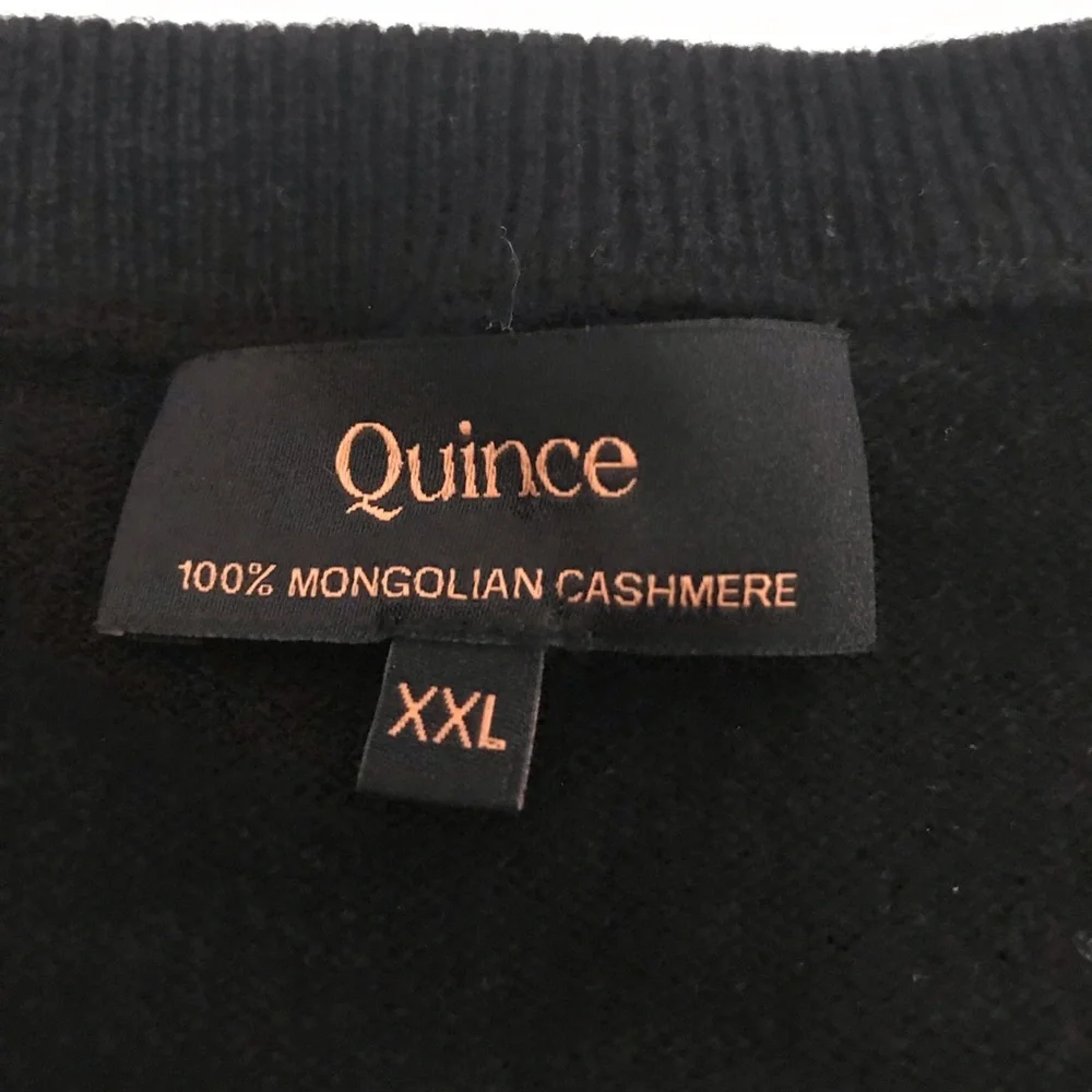 Quince Mongolian Cashmere Classic Black Crewneck Sweater Size XXL